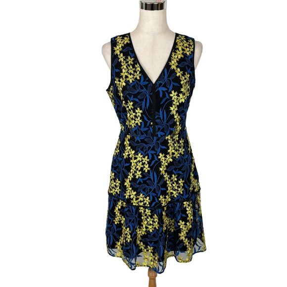 Sam Edelman Blue Yellow Floral Sleeveless Dress Women’s 6 - Picture 4 of 9